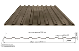 Профнастил МП-20, 1100 мм, 0,45 мм, Цинк 10018