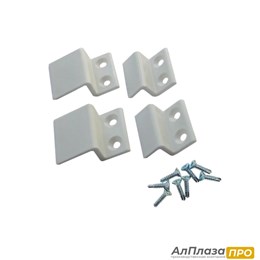 Комплект крепления москитной сетки Белый, Пластик (кронштейн + саморез)