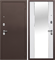 Дверь входная Тайга 7 см. Темный Медный Антик/Эмалит белый Зеркало (860 мм, Левая) 9860-860L